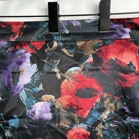 Jaclyn Black Red‎ FLORAL Skirt 14 Marilyn Monroe Sexy Secretary Kick Pleat Artsy - Picture 3 of 16